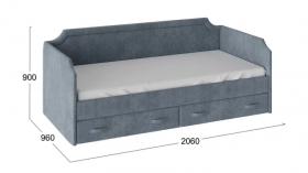 Кровать с мягкой обивкой и ящиками «Кантри» Тип 1 (900) (Замша синяя) в Новосибирске - katalogmebeli.com | фото 3