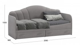 Кровать с мягкой спинкой и ящиками «Сабрина» 900 Светло-серый в Новосибирске - katalogmebeli.com | фото 3