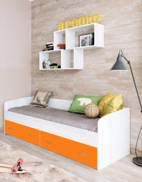 Кровать с выкатными ящиками Винтерберг/Оранжевый в Новосибирске - katalogmebeli.com | фото 1