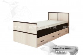 Кровать Сакура с настилом и ящиками 0,9 (Венге/Лоредо) в Новосибирске - katalogmebeli.com | фото