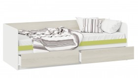 Кровать «Сканди» с 2 ящиками Дуб Гарден/Белый/Зеленый в Новосибирске - katalogmebeli.com | фото 2