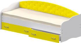 Кровать Софа-7 с мягкой спинкой (800х1900) Белый/Желтый в Новосибирске - katalogmebeli.com | фото