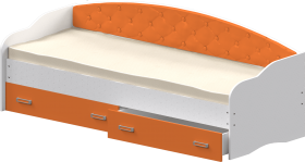 Кровать Софа-7 с мягкой спинкой (800х1900) Белый/Оранжевый в Новосибирске - katalogmebeli.com | фото