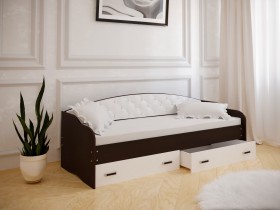 Кровать Софа-7 с мягкой спинкой (800х1900) Венге/ Белый в Новосибирске - katalogmebeli.com | фото