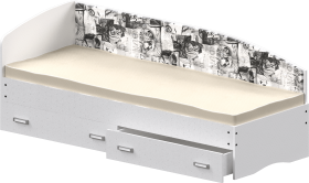 Кровать Софа-9 с мягкой спинкой с рисунком Милана (900х1900) Белый в Новосибирске - katalogmebeli.com | фото