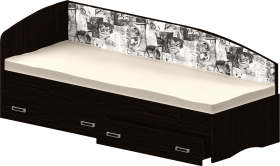 Кровать Софа-9 с мягкой спинкой с рисунком Милана (900х1900) Венге в Новосибирске - katalogmebeli.com | фото