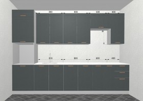 Кухня Квадро 3,2 м (высокие модули/Железо/Серый) в Новосибирске - katalogmebeli.com | фото 3