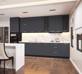 Кухонный гарнитур 1,8м Луксор высокие модули (Клен серый/корпус венге) в Новосибирске - katalogmebeli.com | фото