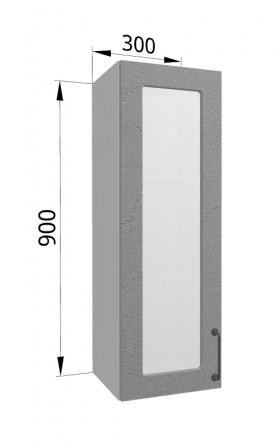 Лофт ВПС 300 шкаф верхний со стеклом высокий (Штукатурка серая/корпус Серый) в Новосибирске - katalogmebeli.com | фото