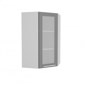 Лофт ВПУС 550 шкаф верхний угловой со стеклом высокий (Штукатурка серая/корпус Серый) в Новосибирске - katalogmebeli.com | фото
