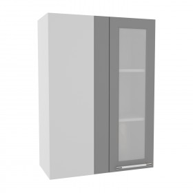 Лофт ВПУС 650 шкаф верхний угловой со стеклом высокий (Штукатурка серая/корпус Серый) в Новосибирске - katalogmebeli.com | фото