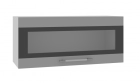 Норд ШВГС 800 Шкаф верхний горизонтальный со стеклом (Софт черный/корпус Белый) в Новосибирске - katalogmebeli.com | фото