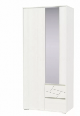 Шкаф 2-х дверный с ящиками Аделина 1000 Рамух белый в Новосибирске - katalogmebeli.com | фото 1