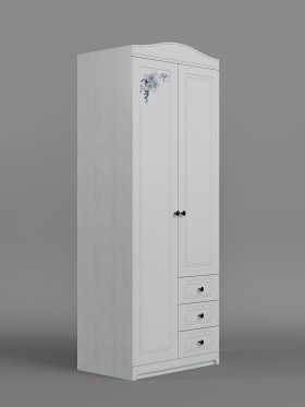 Шкаф 2-х створчатый с ящиками Бэлла (Выбеленное дерево/Белый) в Новосибирске - katalogmebeli.com | фото 1