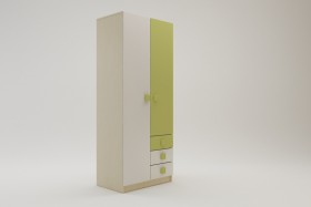 Шкаф 2-х створчатый с ящиками Эппл (Зеленый/Белый/корпус Клен) в Новосибирске - katalogmebeli.com | фото 2