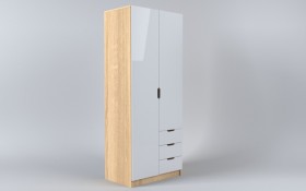 Шкаф 2-х створчатый с ящиками Лофт (Белый/корпус Дуб Сонома) в Новосибирске - katalogmebeli.com | фото