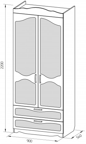 Шкаф 2-х створчатый с ящиками серии Иллюзия 71 Бордовый в Новосибирске - katalogmebeli.com | фото 2