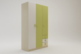 Шкаф 3-х створчатый с ящиками Эппл (Зеленый/Белый/корпус Клен) в Новосибирске - katalogmebeli.com | фото 2