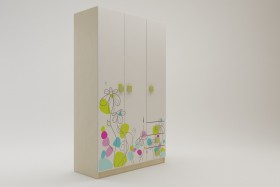 Шкаф 3-х створчатый с ящиками Флёр (Белый/корпус Клен) в Новосибирске - katalogmebeli.com | фото