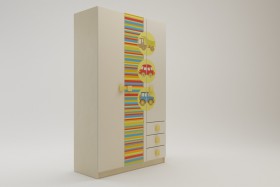 Шкаф 3-х створчатый с ящиками Клаксон (Бежевый/корпус Клен) в Новосибирске - katalogmebeli.com | фото