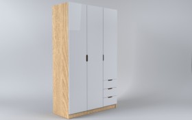 Шкаф 3-х створчатый с ящиками Лофт (Белый/корпус Дуб Сонома) в Новосибирске - katalogmebeli.com | фото