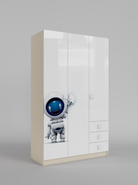 Шкаф 3-х створчатый с ящиками Санни (Белый/корпус Клен) в Новосибирске - katalogmebeli.com | фото