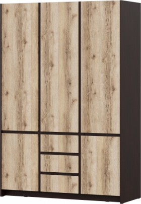 Модульная система "Прага" Шкаф для одежды трехстворчатый Дуб Венге/Дуб Делано в Новосибирске - katalogmebeli.com | фото 1