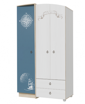 Шкаф для одежды Бриз 1200 Дуб ривьера/ Рамух белый/синий в Новосибирске - katalogmebeli.com | фото