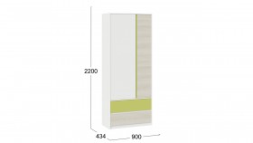 Шкаф для одежды комбинированный «Сканди» Дуб Гарден/Белый/Зеленый в Новосибирске - katalogmebeli.com | фото 5
