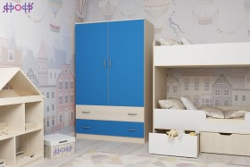 Шкаф двухстворчатый Дуб молочный/Голубой в Новосибирске - katalogmebeli.com | фото