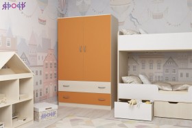 Шкаф двухстворчатый Дуб молочный/Оранжевый в Новосибирске - katalogmebeli.com | фото 1