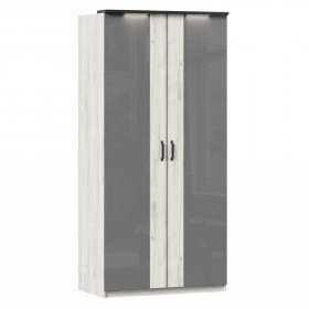 Техно ЛД 678.130.000.007 Шкаф 2-хстворчатый с комбинированными дверями (Дуб Крафт белый/Серый шифер) в Новосибирске - katalogmebeli.com | фото 1