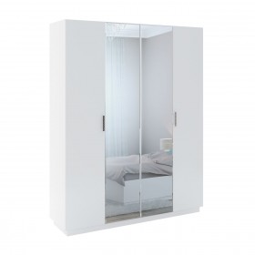 Шкаф с зер. 4 двери М22 Спальня Тиффани (белый текстурный) в Новосибирске - katalogmebeli.com | фото 1