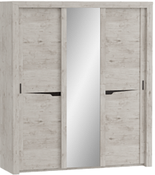 Шкаф трехдверный Соренто с раздвижными дверями Дуб бонифаций/Кофе структурный матовый в Новосибирске - katalogmebeli.com | фото 1