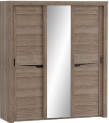 Шкаф трехдверный Соренто с раздвижными дверями Дуб стирлинг/Кофе структурный матовый в Новосибирске - katalogmebeli.com | фото 1