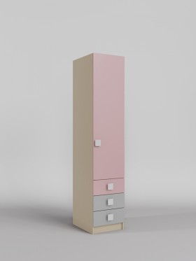Шкаф угловой (секция с ящиками) Грэйси (Розовый/Серый/корпус Клен) в Новосибирске - katalogmebeli.com | фото 1
