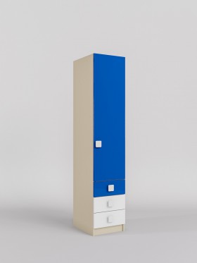 Шкаф угловой (секция с ящиками) Скай люкс (Синий/Белый/корпус Клен) в Новосибирске - katalogmebeli.com | фото