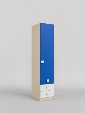 Шкаф угловой (секция с ящиками) Скай (Синий/Белый/корпус Клен) в Новосибирске - katalogmebeli.com | фото