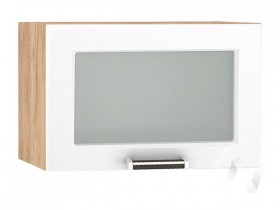 Шкаф верхний со стеклом Прага ШВГС 500 (Белое дерево/корпус дуб крафт золотой) в Новосибирске - katalogmebeli.com | фото