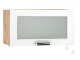 Шкаф верхний со стеклом Прага ШВГС 600 (Белое дерево/корпус дуб крафт золотой) в Новосибирске - katalogmebeli.com | фото