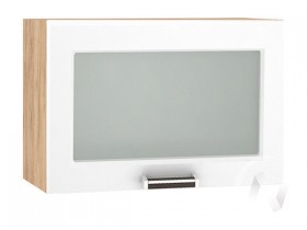 Шкаф верхний со стеклом Прага ШВГС 609 (Белое дерево/корпус дуб крафт золотой) в Новосибирске - katalogmebeli.com | фото