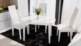 Стол обеденный «Портофино» (Белый глянец/Стекло белое) в Новосибирске - katalogmebeli.com | фото 2